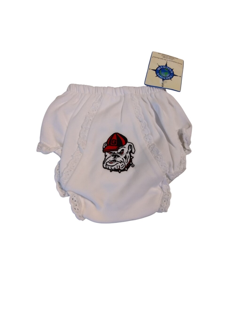 NWT White UGA Baby Bloomers with Red & Black Bulldog Patch